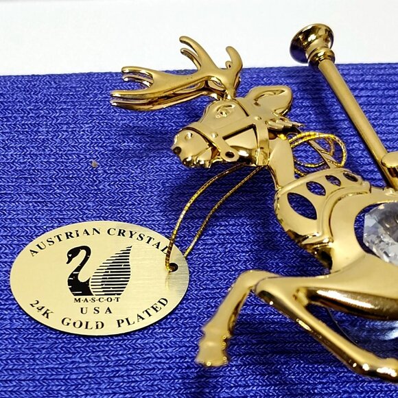 Crystal Delight 24K GP Reindeer Suncatcher Austrian Crystals Window Display 1997 - Picture 6 of 10